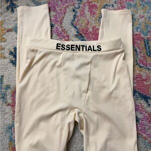 Essentials Cream Ribbed Leggings